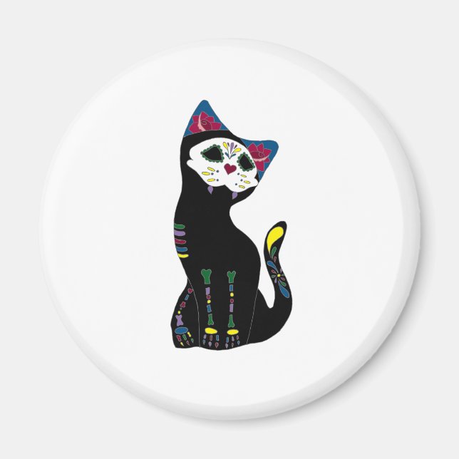 "Gato Muerto" Dia de Los Muertos Cat Magnet (Framsidan)