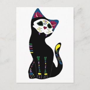 "Gato Muerto" Dia de Los Muertos Cat Vykort