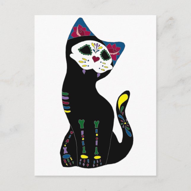 "Gato Muerto" Dia de Los Muertos Cat Vykort (Framsida)