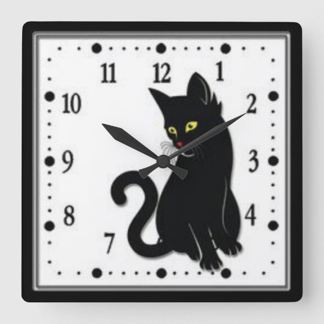 Gato Negro Fyrkantig Klocka (Framsida)