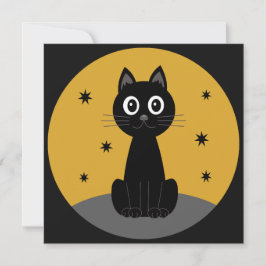 Gato negro sentado viendo las estrellas