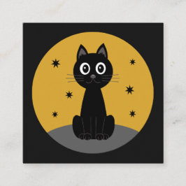 Gato negro sentado viendo las estrellas fyrkantigt visitkort