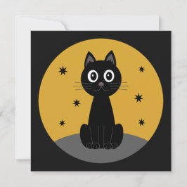 Gato negro sentado viendo las estrellas inbjudningar