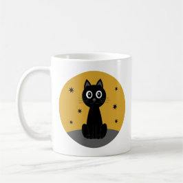 Gato negro sentado viendo las estrellas kaffemugg