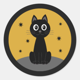 Gato negro sentado viendo las estrellas runt klistermärke
