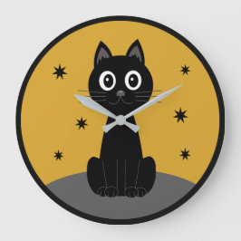 Gato negro sentado viendo las estrellas stor klocka