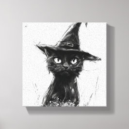 Gato Preto (Impressão semelhante à pintura à mão) Canvastryck