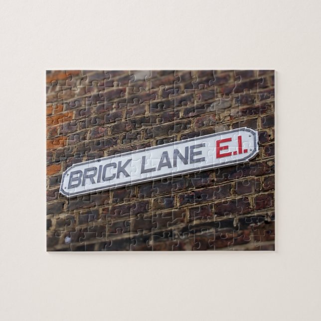 Gatontecken för London - Brick Lane -8x10 - 110 pc Pussel (Horisontell)