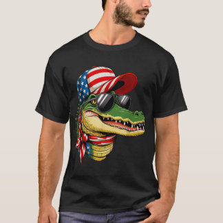 Gator Alligator Crokodile 4:e juli presenterar Man T Shirt