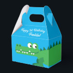 Gator Alligator Crokodile Kids 1st Birthday Party Presentaskar<br><div class="desc">Den här beundransvärda modet färglös födelsedagsfest är perfekt för ett barn 1:a födelsedag firande! Anpassa texten för att göra den till en egen. Det moderna synsättet och känslan är det perfekt sättet att fira er lilla som kärlek krokodiler och krokodiler på sin första födelsedag! Perfekt för småpojkar som kärlek simmar...</div>