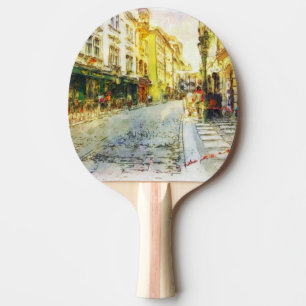 Gator av den gammala Prague vattenfärgen Pingisracket