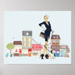 Gator av Paris - shopping och gå hunden Poster
