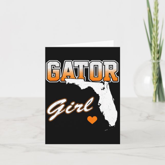 Gator Girl Florida Heart Map Souvenir Gift For Wom Kort (Framsida)