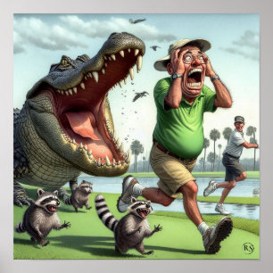 Gator Hazard - Golf Art-utskrift Poster