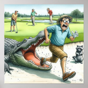 Gator Hazard - Golf Art-utskrift Poster