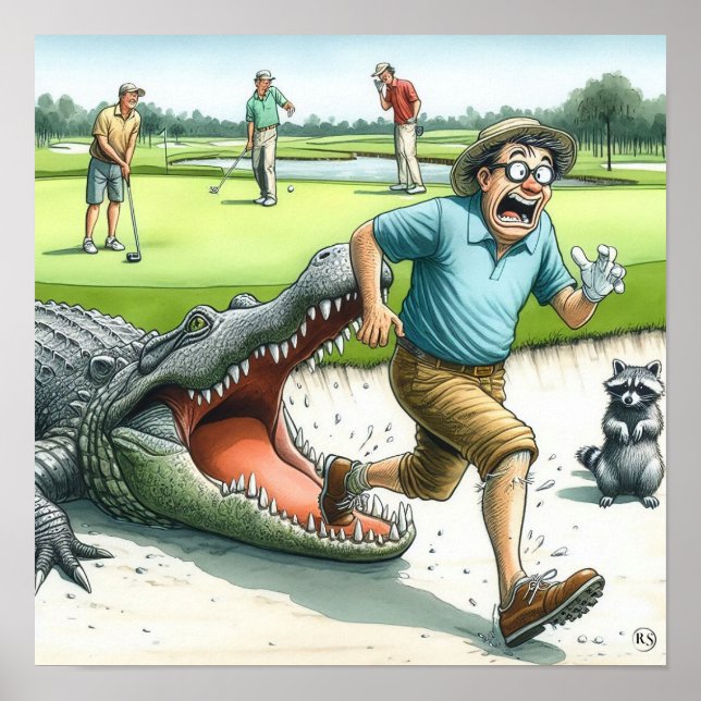 Gator Hazard - Golf Art-utskrift Poster (Framsidan)