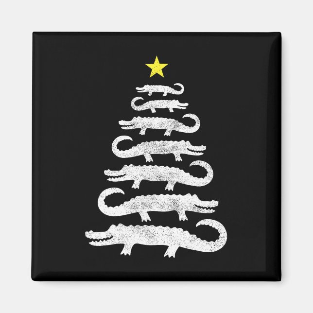 Gator Julgran Vild Alligator Julafton Funny A Magnet (Framsidan)