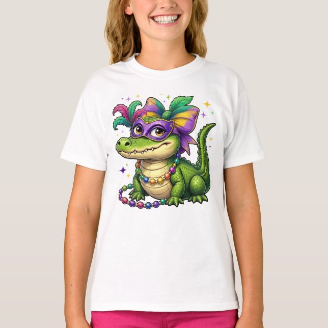 Gator Mardi Gras, Mardi Gras Alligator T Shirt (Framsida)