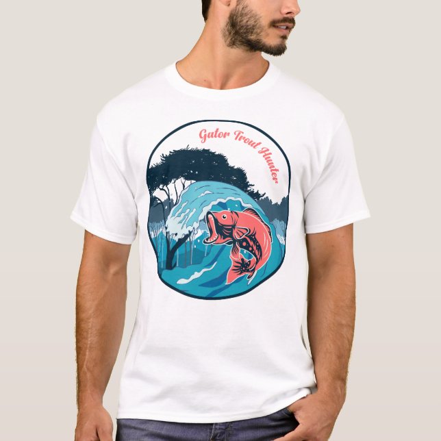 Gator Trout Sumpjägare Fiske T Shirt (Framsida)