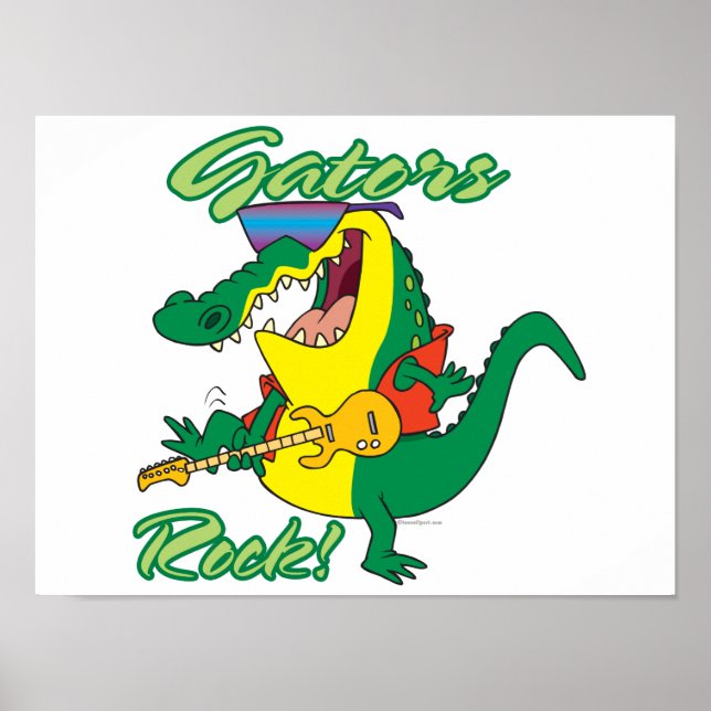 gators rock rock n roll alligator cartoon poster (Framsidan)