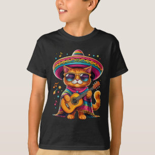 Gatos before Vatos Mexican Cat Poncho Fiesta Cinco T Shirt