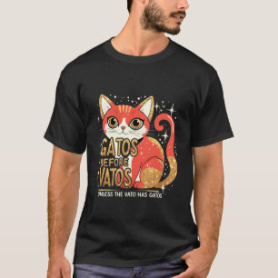 Gatos före Vatos Rolig Katt Latino Chicano T Shirt