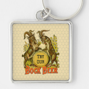 Gats Bock Beer Advertising Fyrkantig Silverfärgad Nyckelring