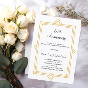 Gatsby 1920:s vita guld 50:e bröllop-årsdag inbjudningar