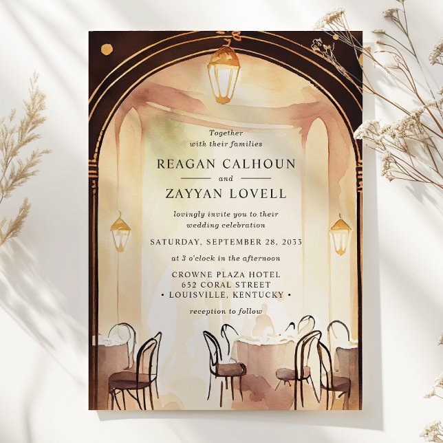 Gatsby 1920-tals Glamour Valvattak Vattenfärg Bröl Inbjudningar (Skapare uppladdad)