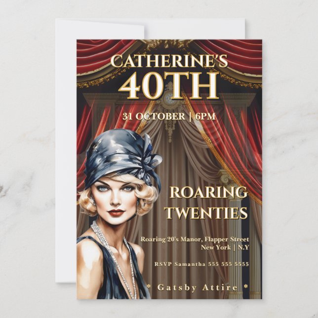 Gatsby 40th Birthday Party Invitation Inbjudningar (Framsida)