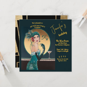 Gatsby Art Deco 50:e Födelsedagsfest inbjudan