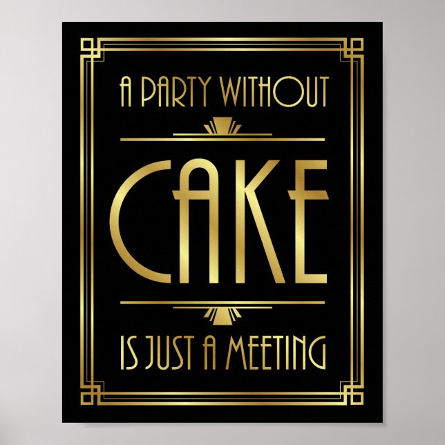 Gatsby Art Deco A PARTY UTAN CAKE-Skriv ut Poster (Framsidan)