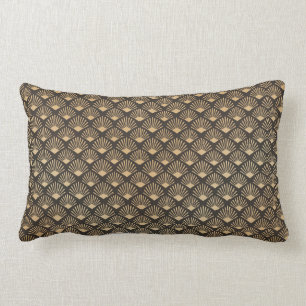 Gatsby Art Deco Fläkt Mönster Guld Black Lumbarkudde