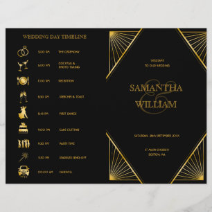 Gatsby Art Deco Foldad Bröllop-tidslinje
