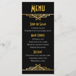 Gatsby Art Deco Menu Black & Guld Bröllopsfest Meny