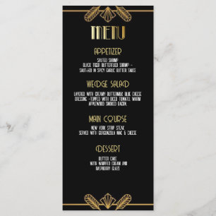 Gatsby, Art Deco, mordgåta, meny