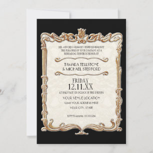Gatsby Art Deco Nouveau Snöre Faux Guld Tulip Inbjudningar