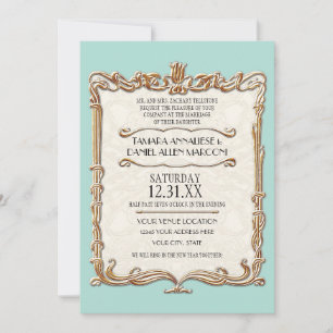 Gatsby Art Deco Nouveau Snöre Faux Guld Tulip Inbjudningar