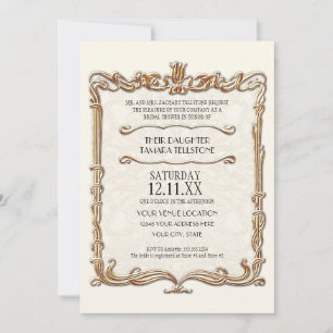 Gatsby Art Deco Nouveau Snöre Faux Guld Tulip Inbjudningar
