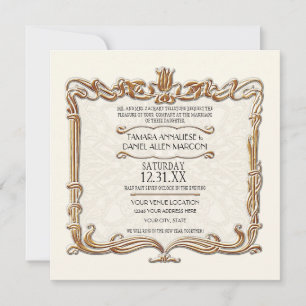 Gatsby Art Deco Nouveau Snöre Faux Guld Tulip Inbjudningar