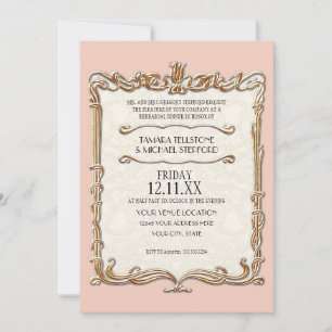 Gatsby Art Deco Nouveau Snöre Faux Guld Tulip Inbjudningar