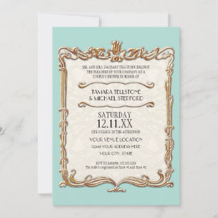 Gatsby Art Deco Nouveau Snöre Faux Guld Tulip Inbjudningar
