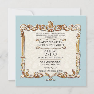 Gatsby Art Deco Nouveau Snöre Faux Guld Tulip Inbjudningar