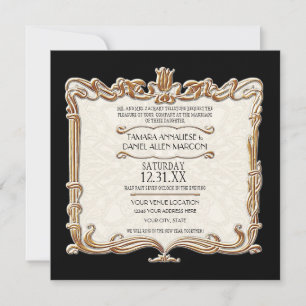 Gatsby Art Deco Nouveau Snöre Faux Guld Tulip Inbjudningar