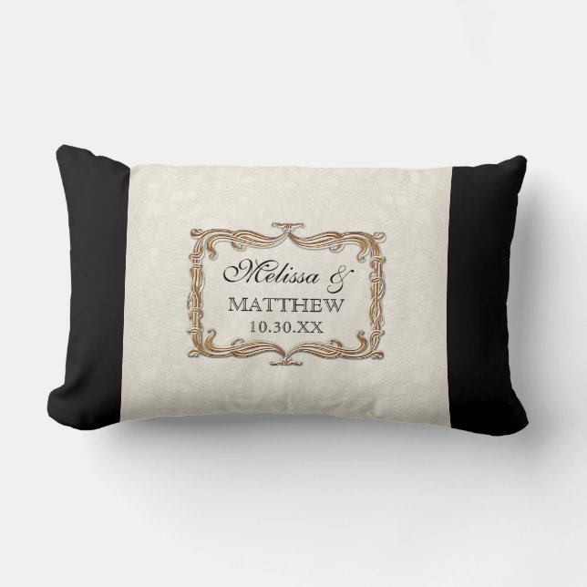 Gatsby Art Deco Nouveau Snöre Faux Guld Tulip Lumbarkudde (Framsida)