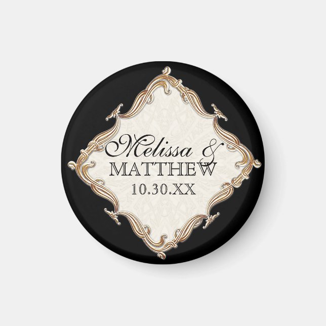 Gatsby Art Deco Nouveau Snöre Faux Guld Tulip Magnet (Framsidan)