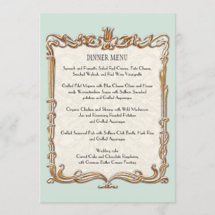 Gatsby Art Deco Nouveau Snöre Faux Guld Tulip Meny