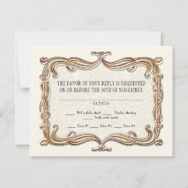 Gatsby Art Deco Nouveau Snöre Faux Guld Tulip OSA Kort