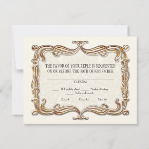 Gatsby Art Deco Nouveau Snöre Faux Guld Tulip OSA Kort