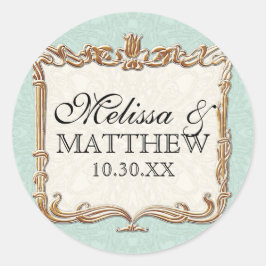 Gatsby Art Deco Nouveau Snöre Faux Guld Tulip Runt Klistermärke